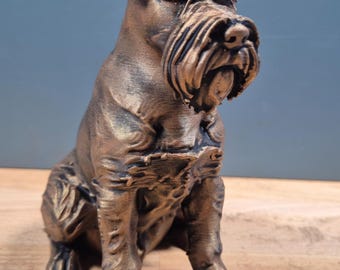 Estatua miniatura de Schnauzer impresa en 3D – Perro decorativo con efecto bronce – Regalo para amantes de los Schnauzer