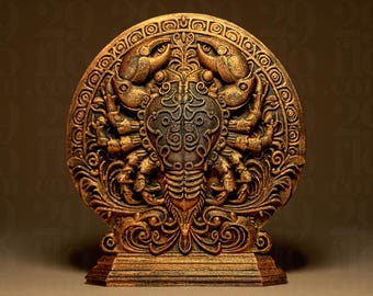 Astrología de Cáncer – Estatua del signo zodiacal Cáncer impresa en 3D – Decoración con efecto bronce místico – Regalo astrológico