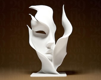 Escultura abstracta moderna con forma de rostro – Estatua minimalista impresa en 3D – Decoración artística contemporánea