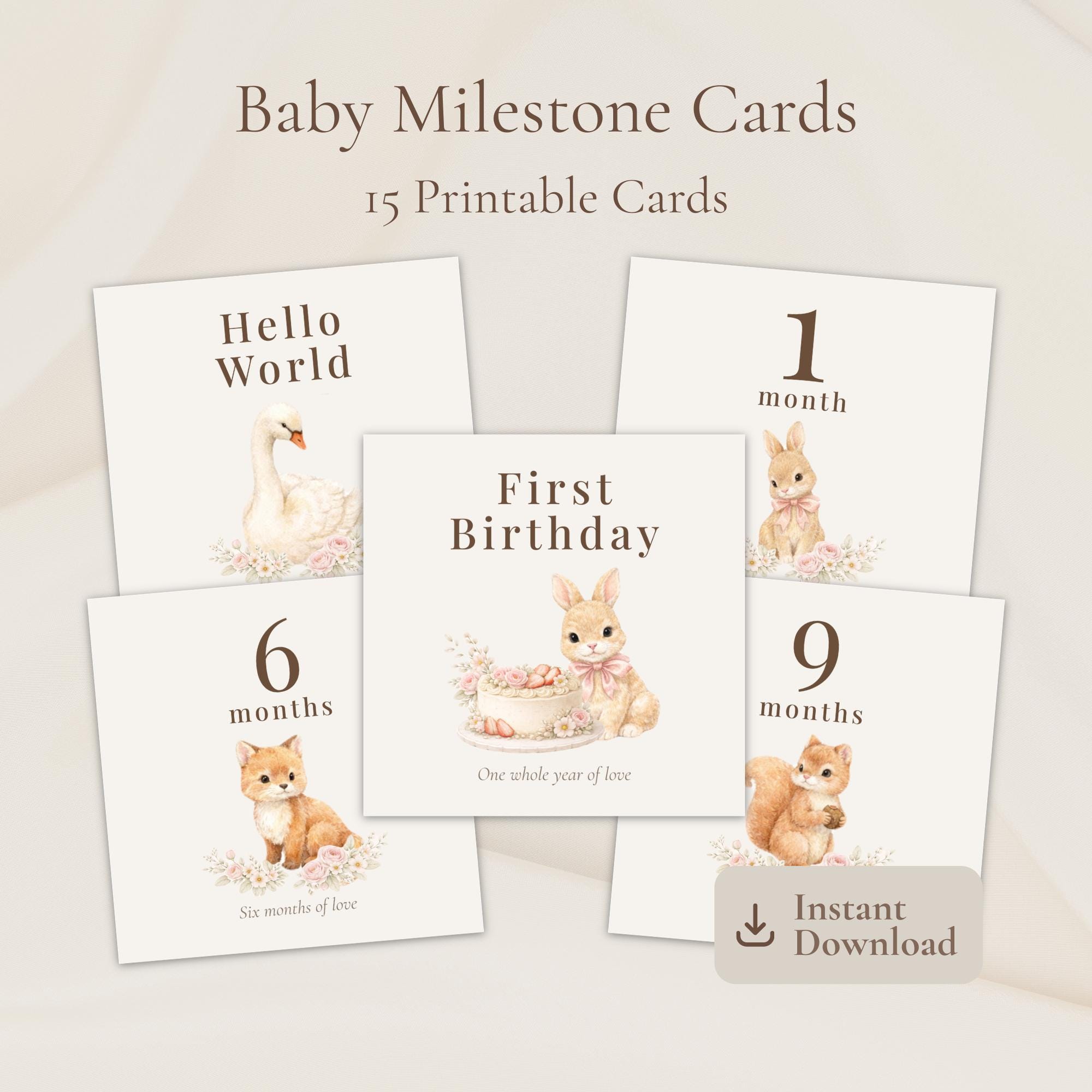 Animal Baby Milestone Cards – Printable Monthly Set - Etsy