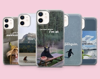 animal phone case funny quote cover for iPhone 17, 16Pro, 15, 14, 13, Samsung S25, S24, S23, S22, A16, A56, A55, Pixel 10Pro blue