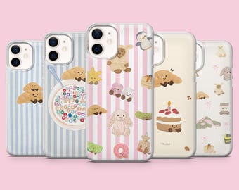Custodia per telefono Jellycat con illustrazione in morbido peluche per iPhone 17, 16Pro, 15, 14, 13, Samsung S26, S25, S24, S23, A16, A56, A55, Pixel 10Pro rosa