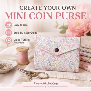 Beginner Coin Purse Sewing Pattern, Passport Cover, Cash Envelope Wallet, Video Tutorial