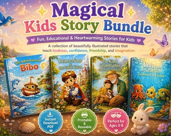 Pacchetto di libri magici per bambini in formato PDF / Storie della buonanotte stampabili / Download immediato / Età 3-8 anni