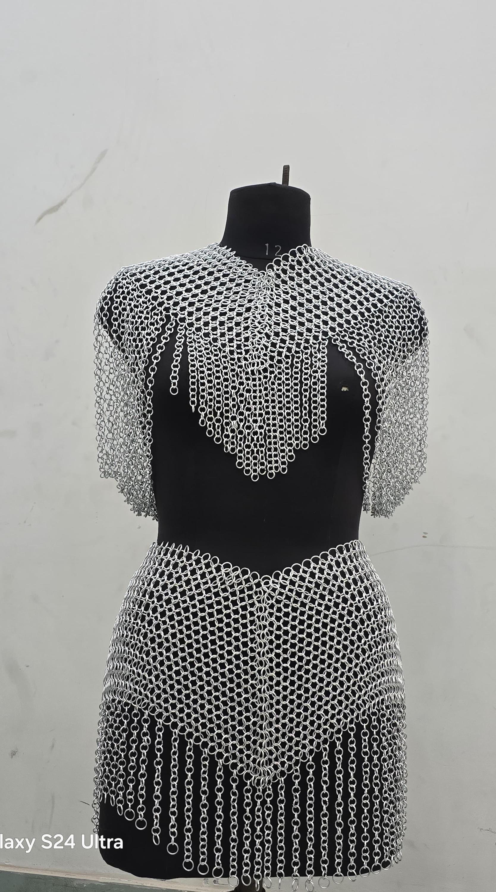 Handmade Aluminum Chainmail Top & Skirt Set, Medieval Armor Cosplay Costume