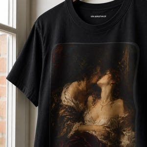 Sapphic Art T-Shirt, Classical Painting Kissing Women Tee, Lesbian WLW Pride Shirt, Vintage Dark Academia Fine Art Graphic Top