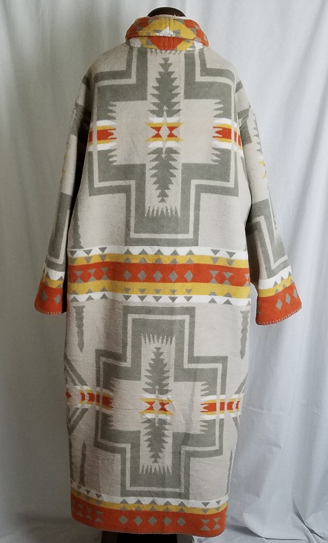 Fleece Designer Bathrobe Wrap Shawl Collar Handmade Vintage Beacon Boho ...