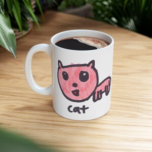 Original Hand-drawn Cat Illustration Ceramic Mug