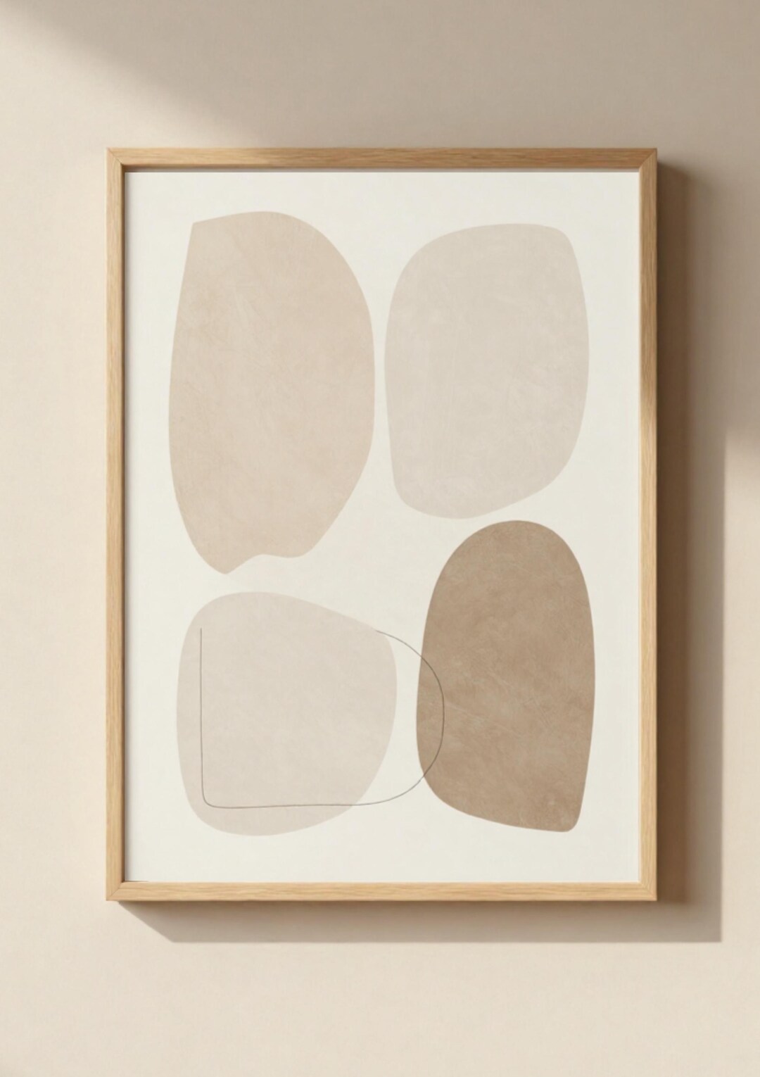 Neutral Abstract Shapes Wall Art, Minimalist Beige Modern Print ...