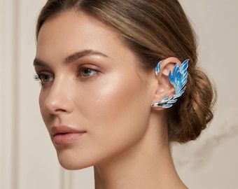 Pendiente de mariposa para la oreja sin perforación, diseño iridiscente que cambia de color.