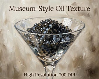 Pintura al óleo de caviar martini, arte de barra de cocina de lujo (descarga instantánea)