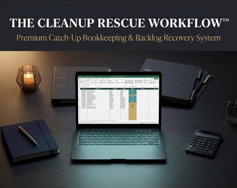 Buchhaltungs-Bereinigungs-Vorlagen-Bundle | Excel & Google Sheets Catch-Up-Arbeitsablauf, Abstimmungs-Tracker, System zur Rückstau-Wiederherstellung