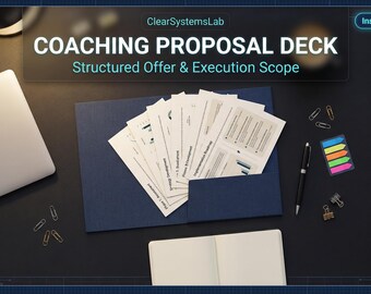 Plantilla de propuesta de coaching, diapositivas de propuesta de servicio, alcance del trabajo + resultados, cronograma + inversión (editable)