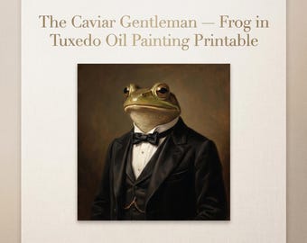 El caballero del caviar: Rana con esmoquin, pintura al óleo imprimible