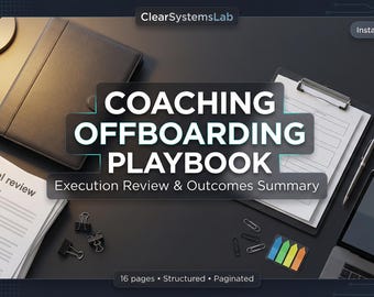 Plantilla de salida de clientes (PDF), manual de coaching para la salida de clientes, informe de resumen de resultados, lista de verificación de cierre del proyecto