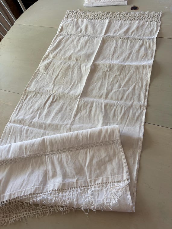 Set of 3 Vintage Swedish Linen Tablecloths – Handmade Lace