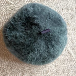 Vintage Kangol Angora Beret – Teal Fuzzy Beret Hat, Made in Great Britain, Kangol Jaine Beret, Retro Soft Winter Hat Size 56–57 cm image 2
