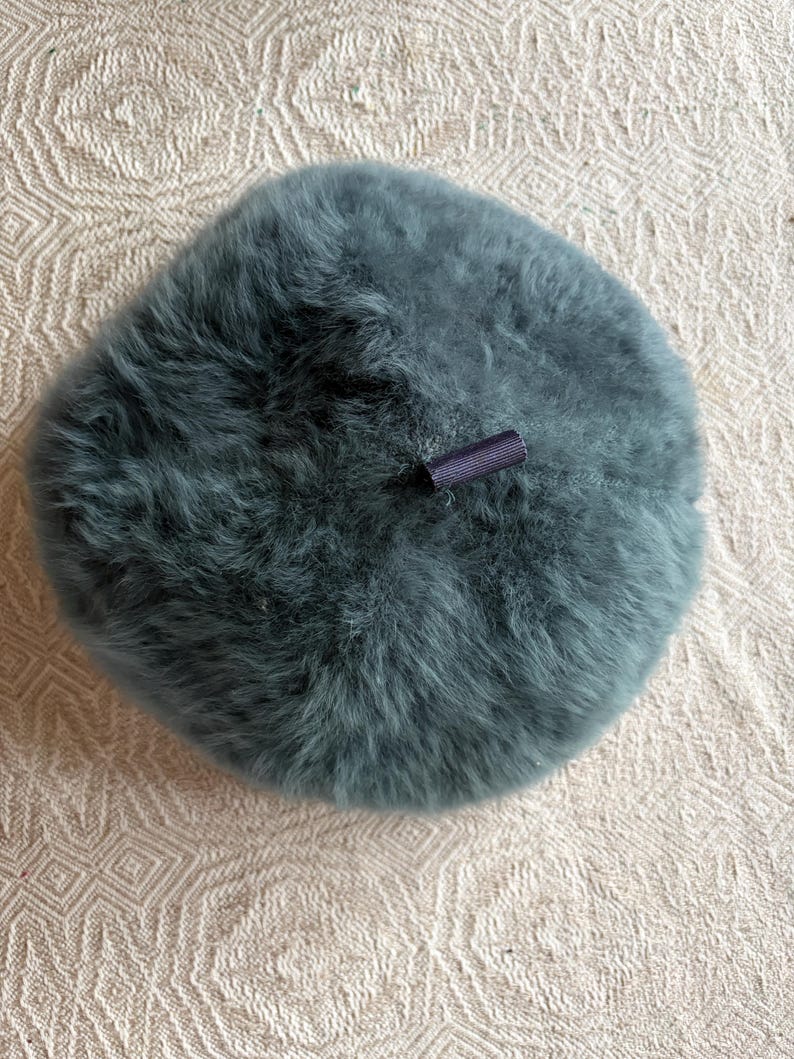 Vintage Kangol Angora Beret – Teal Fuzzy Beret Hat, Made in Great Britain, Kangol Jaine Beret, Retro Soft Winter Hat Size 56–57 cm image 2