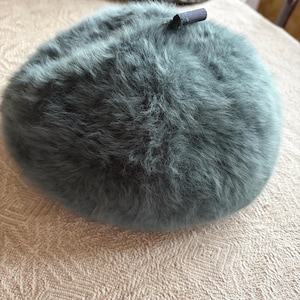 Vintage Kangol Angora Beret – Teal Fuzzy Beret Hat, Made in Great Britain, Kangol Jaine Beret, Retro Soft Winter Hat Size 56–57 cm image 1