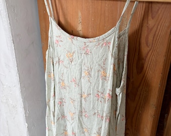 90s Floral Viscose Slip Dress – Vintage Cottagecore Maxi, EU 40 UK 14