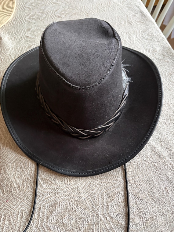 Handmade Leather Cowboy Hat – Birgils Modeateljé Kristianstad Sweden, Bogle Outback Hat, Western Leather Hat M/L (56–57 cm)