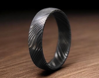 Bague damas simple pour homme et femme • Alliance en acier faite main • Cadeau minimaliste moderne