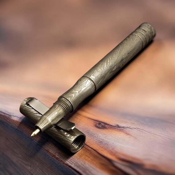 Hand Forged Damascus Steel Pen Luxury Executive Writing Gift Handmade Collectable Desk Accessory