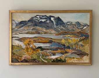 Vintage Swedish Landscape Painting, Signed & Dated 1977