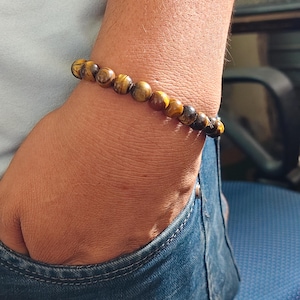 Tiger Eye Beaded 8mm Gemstone Crystal Bracelet, Handmade Protection Bracelet, IndianJewelry, Gift for Her