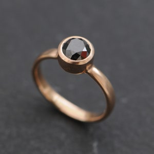 Black Diamond Ring in 18K Gold - Black Diamond Engagement Ring Handmade