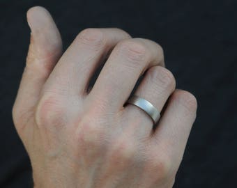 Mans 6mm Platinum Wedding Band - Brushed Platinum Wedding Ring