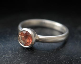 Oregon Sunstone Ring in Silver, Peach Gemstone Ring, Gift For Her