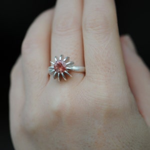 Oregon Sunstone Ring in Silver, Sea Urchin Ring, Gift For Her image 3