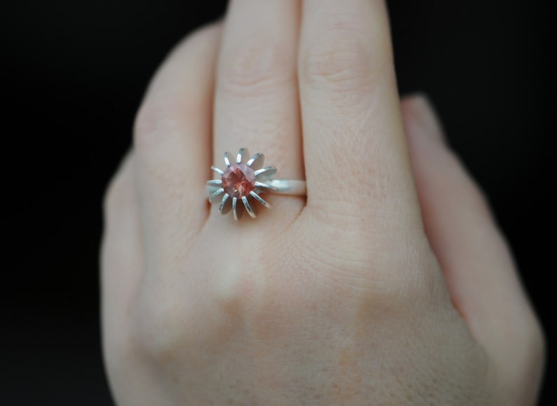 Oregon Sunstone Ring in Silver, Sea Urchin Ring, Gift For Her image 3