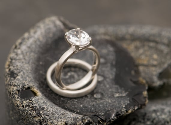 White topaz wedding set deals