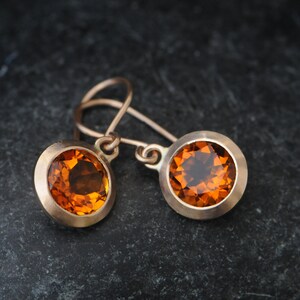 Madeira Citrine Drop Earrings in 18K Rose gold, Orange Gemstone Earrings image 4