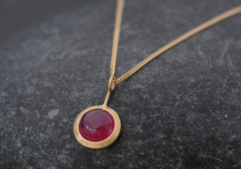 Ruby Cabochon Gold Necklace Ruby Necklace in 18k Gold 18K Yellow Gold