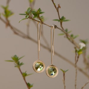 Peridot Drop Earrings in 18K Gold Lollipop Earrings Green image 4