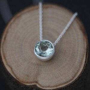 Gift For Her Green Amethyst Pendant, Green Gemstone Necklace in Silver image 2