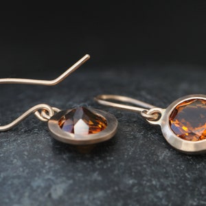 Madeira Citrine Drop Earrings in 18K Rose gold, Orange Gemstone Earrings image 6