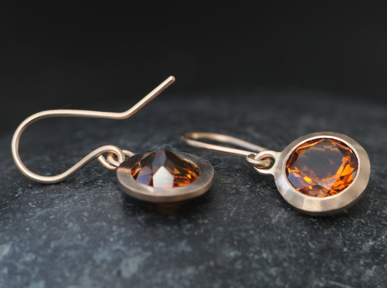 Madeira Citrine Drop Earrings in 18K Rose gold, Orange Gemstone Earrings image 6