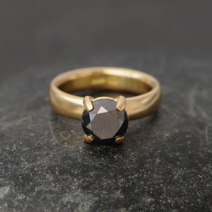 Big Black Diamond Ring in 18K Gold, Black Diamond Engagement Ring