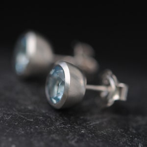 Blue Topaz Stud Earrings in Silver 7mm Stud Earrings image 5