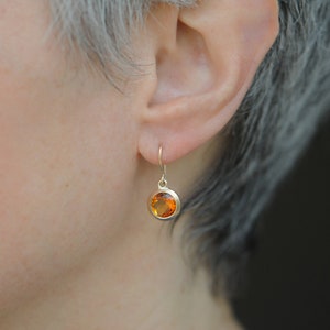 Madeira Citrine Drop Earrings in 18K Rose gold, Orange Gemstone Earrings image 2