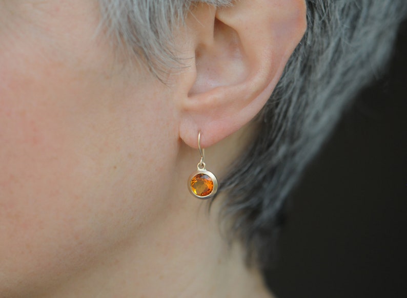 Madeira Citrine Drop Earrings in 18K Rose gold, Orange Gemstone Earrings image 2