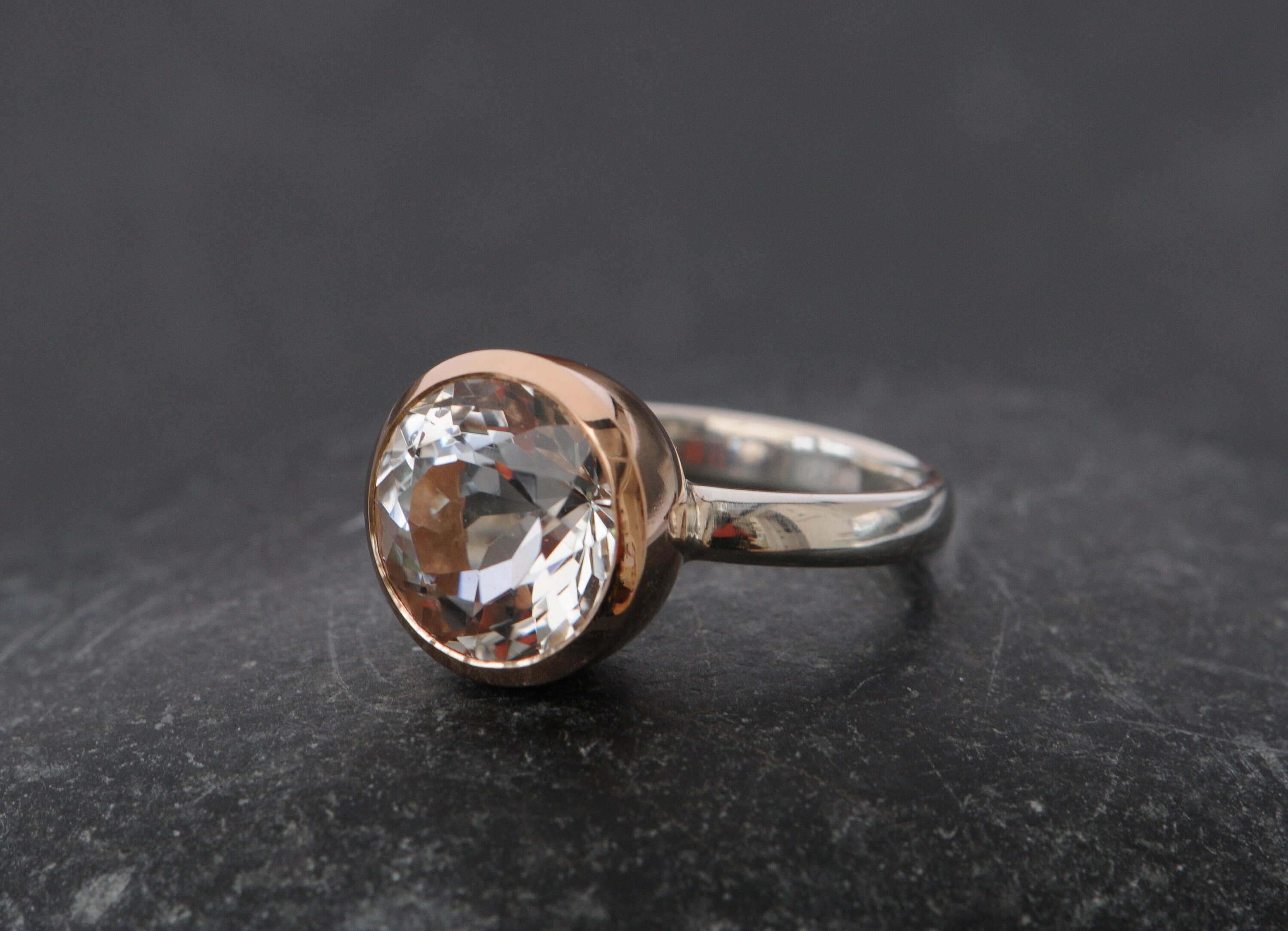 18k Rose Gold Bezel set Topaz Band Ring 18k Rose Gold Bezel set Topaz Band Ring
