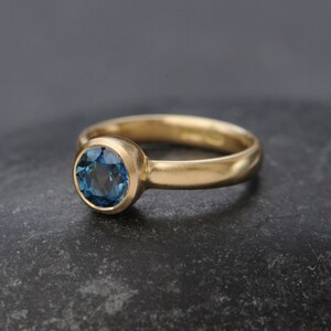 Blue Topaz Engagement Ring, London Blue Topaz Ring in 18K Gold image 6