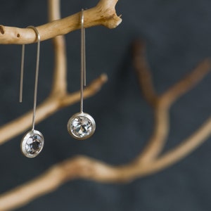 White Topaz Dangle Earrings, Lollipop Earrings in Silver, Gift For Her
