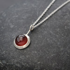 Gift for Mom, Hessonite Garnet Necklace in Silver