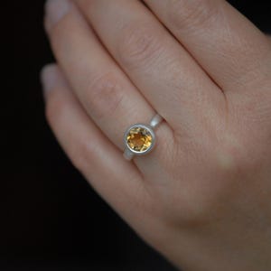 Satin Sterling Silver Citrine Ring, Handmade Gemstone Jewelry image 2